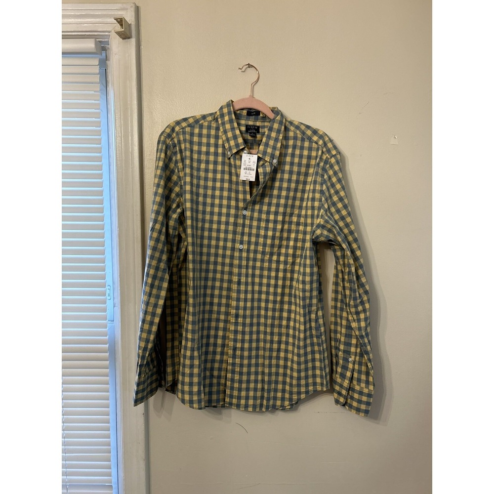 NWT J CREW Mens Large Button Down Long Sleeve Slim Oxford